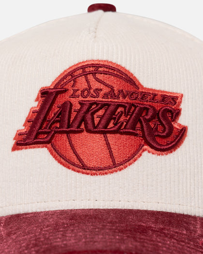 New Era Los Angeles Lakers 'Premium Corduroy Velvet' 9FORTY A-Frame Snapback Chrome White/Cardinal