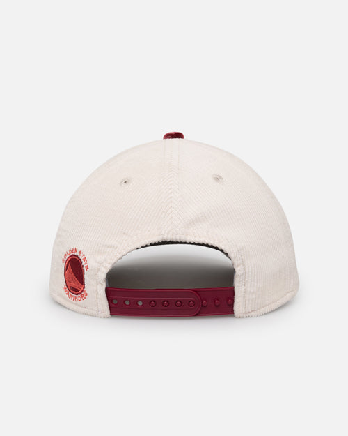 New Era Golden State Warriors 'Premium Corduroy Velvet' 9FORTY A-Frame Snapback Chrome White/Cardinal