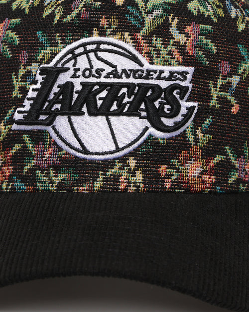 New Era Los Angeles Lakers 'Black Corduroy Floral Tapestry' 9FORTY A-Frame Snapback Tapestry/Black