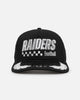 New Era Las Vegas Raiders 'Podium Collection' Pre-Curved Golfer Trucker Snapback Light Royal/Metallic Gold