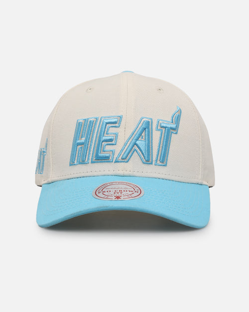 Mitchell & Ness Miami Heat 'Sky Blue' Pro Crown Snapback White Cream/Blue