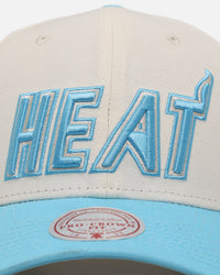 Mitchell & Ness Miami Heat 'Sky Blue' Pro Crown Snapback White Cream/Blue