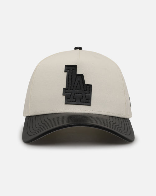 New Era Los Angeles Dodgers 'Leather Visor' 9FORTY A-Frame Snapback Chrome White/Black