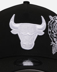 New Era Chicago Bulls 'Ornate Rose' 9FORTY A-Frame Snapback Black/White