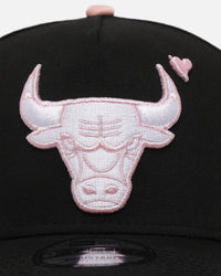 New Era Chicago Bulls 'Pink Satin Hearts 2.0' 9FORTY A-Frame Snapback Black/Pink