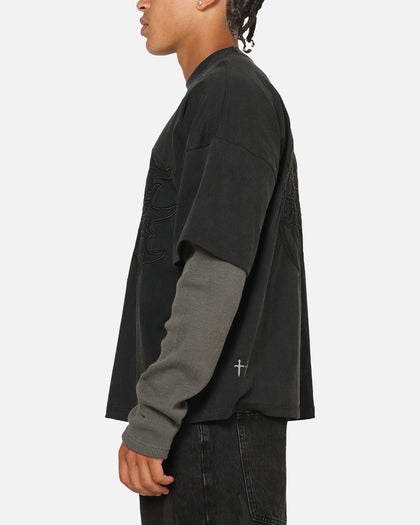 Saint Morta Crested Wing Long Sleeve Layered T-Shirt Vintage Black