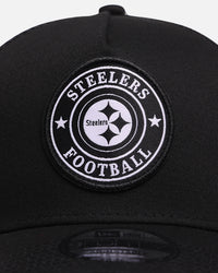 New Era Pittsburgh Steelers 'Stripe' 9FORTY A-Frame Trucker Snapback Black/White