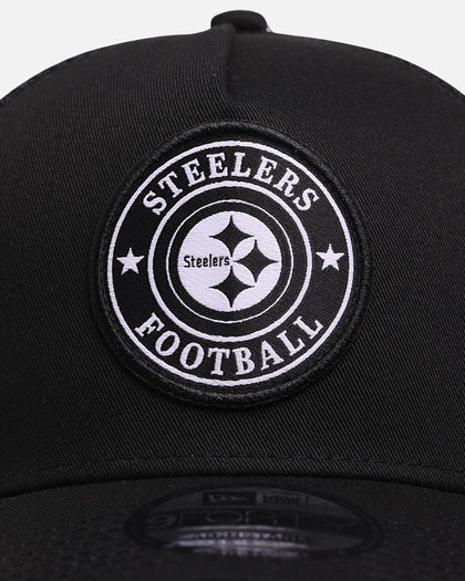 New Era Pittsburgh Steelers 'Stripe' 9FORTY A-Frame Trucker Snapback Black/White