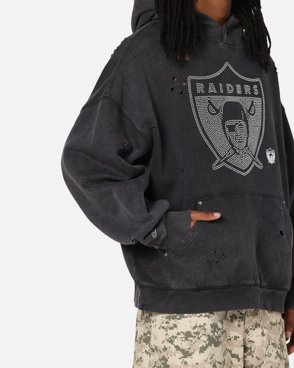 Mitchell & Ness Las Vegas Raiders Distressed Rhinestone Logo Hoodie Faded Black