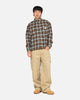 Carre Workwear Long Sleeve Button Up Shirt Brown-Plaid