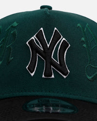 New Era New York Yankees 'Gothic Script Two Tone' 9FORTY A-Frame Snapback Dark Green/Black