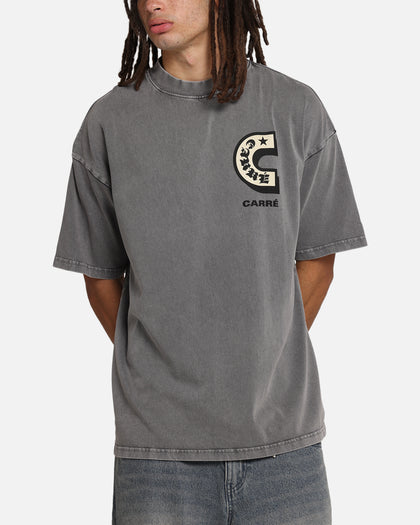 Carre Sacred Letter Mock Neck T-Shirt Washed Charcoal