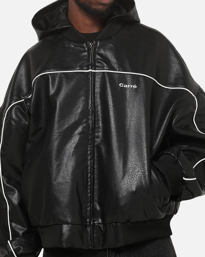 Carre Velocity Vegan Leather Bomber Jacket Black