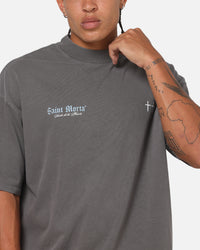 Saint Morta La Muerte Script T-Shirt Washed Charcoal