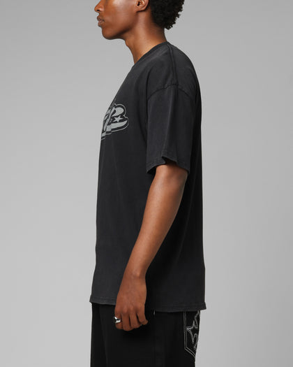 Loiter Jet Stream T-Shirt Black Acidwash