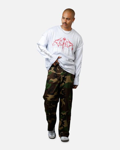 Loiter Hardcore Layered Long Sleeve T-Shirt Grey/White