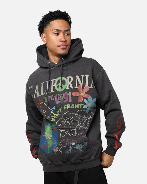X-Large Pigment Dyed Peace Hoodie Black