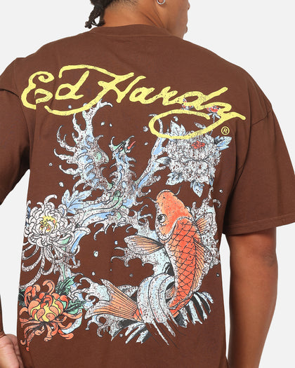 Ed Hardy Koi T-Shirt Brown