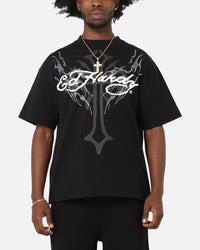 Ed Hardy Trinity Rhinestone T-Shirt Black