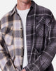 MNML Mixed Flannel Button Up Shirt Olive/Brown