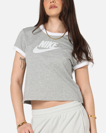 Nike Women's Sportswear Graphic Ringer T-Shirt Dark Grey Heather