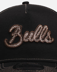 New Era Chicago Bulls 'Rope Script' 9FORTY A-Frame Snapback Black/White