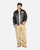 Carre Vegan Leather Varsity Jacket Black/White