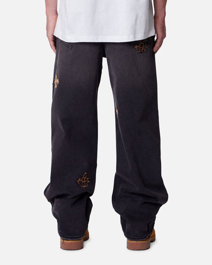 MNML Ultra Baggy Fleur Patch Jeans Black