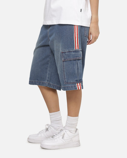 X-Large Oval Baggy Cargo Denim Shorts Indigo Blue