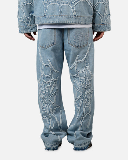 Revenge Spider Web Denim Pants Blue