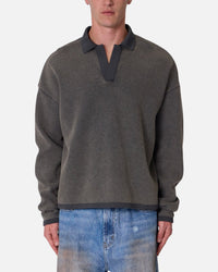 MNML Polo Thermal Long Sleeve T-Shirt Charcoal Grey