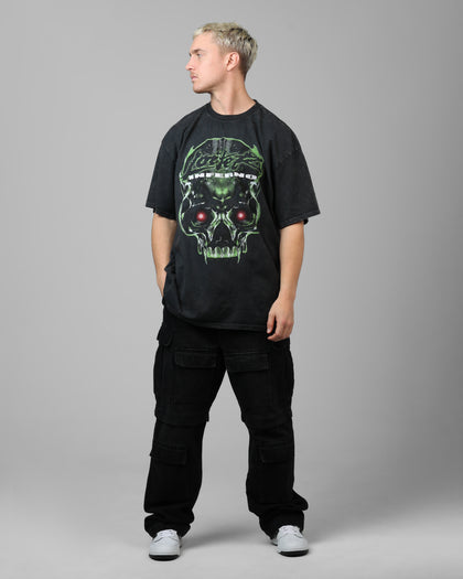 Loiter Inferno Drop T-Shirt Black Acidwash