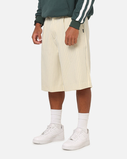 Carre Heritage Pleated Shorts Off White Pinstripe