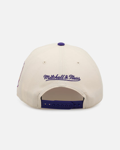 Mitchell & Ness Los Angeles Lakers 'Pink Team Logo' Pro Pinch Snapback Off White