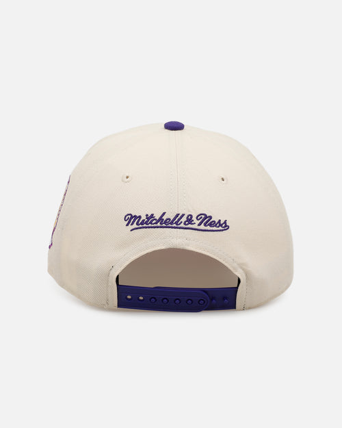 Mitchell & Ness Los Angeles Lakers 'Pink Team Logo' Pro Pinch Snapback Off White
