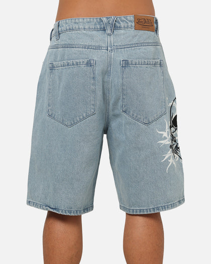 Von Dutch Skull Jean Shorts Mid Blue Denim