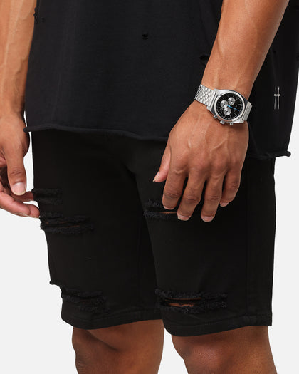 Saint Morta Dynasty Thrash V2 Denim Shorts Jet Black