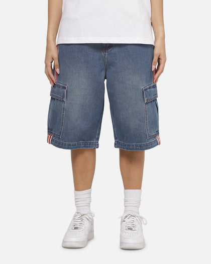 X-Large Oval Baggy Cargo Denim Shorts Indigo Blue