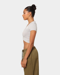 Puma Women's Classics Cropped Slim T-Shirt Light Gray Heather