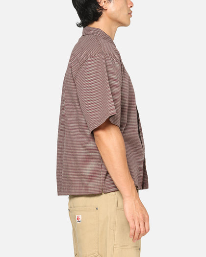 Carre Checkered Boxy Button Up Shirt Red Check