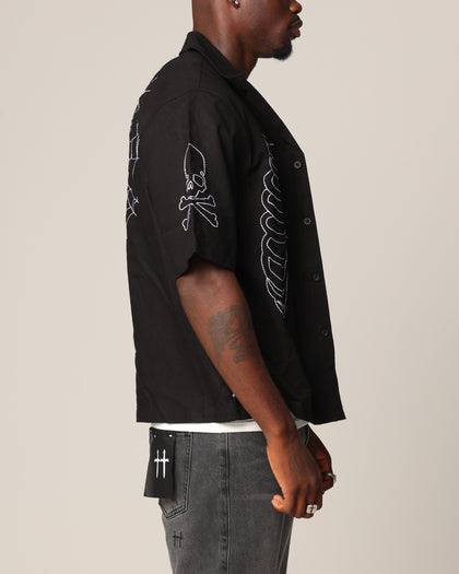 Saint Morta Lovely Bones Short Sleeve Linen Shirt Black