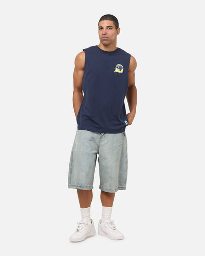 Bleacher Athletic Gold Coast Titans NRL Adult Muscle T-Shirt Navy