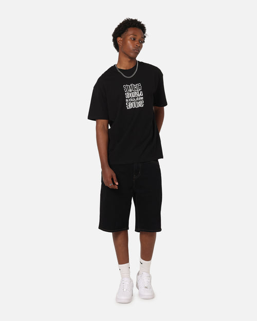 S Double Denim Standard Shorts Black Rinse
