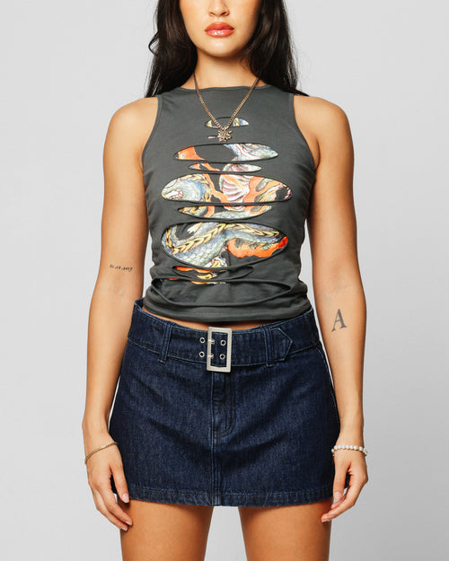 Ed Hardy Women's Ripped Dragon Tank Black