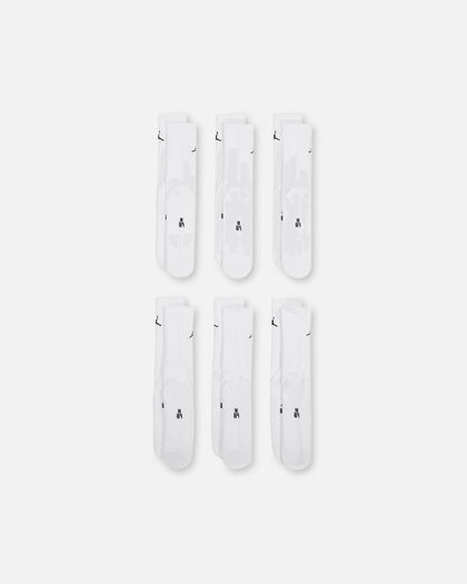 Jordan Everyday Cushioned Crew Socks 6 Pack White/Black