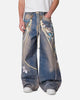 MNML Rave Chain Printed Denim Jeans Washed Blue