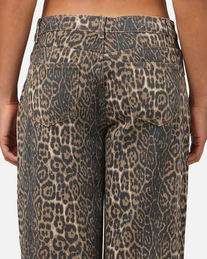 XXIII Women's Leopard Wide Leg Jeans Leopard