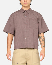 Carre Checkered Boxy Button Up Shirt Red Check