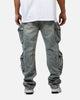 MNML V709 Wide Bellow Cargo Denim Pants Blue