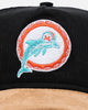 New Era Miami Dolphins 'Corduroy Suede' Pre-Curved Golfer Snapback Washed Black